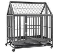 vidaXL Dog Cage with Wheels and Roof Steel 92x62x106 cm