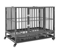 vidaXL Dog Cage with Wheels Steel 92x62x76 cm