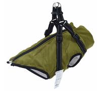 vidaXL Dog Coat with Harness Army Green S Fleece and Polyester
