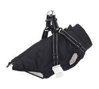 vidaXL Dog Coat with Harness, Black, 2XL Fleece and Polyester, Adjustable Dog Jacket, Winter Pet Clothing, Fleece, Reflective Clothing, Heat for Dogs, Cold Protection