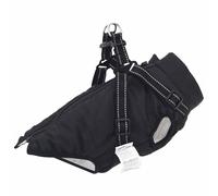 vidaXL Dog Coat with Harness, Black, XL Fleece and Polyester, Adjustable Dog Jacket, Winter Pet Clothing, Fleece, Reflective Clothing, Heat for Dogs, Cold Protection