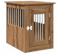 vidaXL Dog Crate Furniture Artisan Oak – Engineered Wood & Steel Cage, End Table, 45x62x59 cm