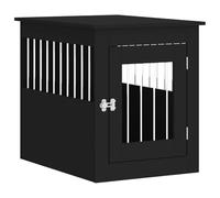 vidaXL Dog Crate Furniture, Doghouse with Fence, Dog Kennel with Lockable door, Dog Cage for Indoor Living Room, Black Engineered Wood