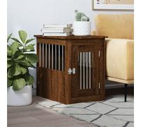 vidaXL Engineered Wood Dog Crate Furniture in Brown Oak - Versatile End Table Dog Kennel with Lockable Door and Ventilation Design - Ideal for Living Room - 45x62x59 cm