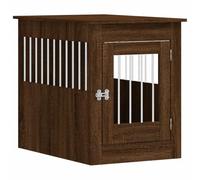 vidaXL Dog Crate Furniture Brown Oak 55x80x68 cm Engineered Wood, Steel Wire, Lockable Door