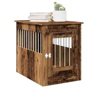vidaXL Dog Crate Furniture - Engineered Wood/Steel - Old Wood Brown - Small Pet Cage/End Table - 55x80x68 cm - Living Room/Bedroom Use - Secure Latch
