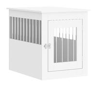 vidaXL Dog Crate Furniture, Doghouse with Fence, Dog Kennel with Lockable door, Dog Cage for Indoor Living Room, White Engineered Wood