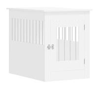 vidaXL Dog Crate Furniture, Doghouse with Fence, Dog Kennel with Lockable door, Dog Cage for Indoor Living Room, White Engineered Wood