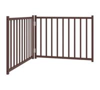 vidaXL Dog Gate 3-Piece Dog Gate Foldable Easy Care Protective Gate for Living Room Kitchen Stairs Pet Gate Door Safety Gate Brown Oak Solid Wood Fir