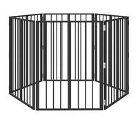 vidaXL Dog Gate 6 Pieces Black 60 x 80 cm Galvanised Steel, Dog Play Area in Living Room, Adjustable Pet Fence, Safe Expandable Indoor Storage Space for Animals