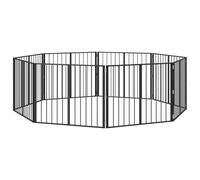 vidaXL Dog Gate 6 Pieces Black 100 x 80 cm Galvanised Steel, Dog Play Area in Living Room, Adjustable Pet Fence, Safe Expandable Indoor Storage Space for Animals