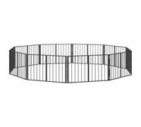 vidaXL Dog Gate 8 pcs Black 100 x 60 cm Galvanised Steel, Adjustable Dog Space, Indoor Pen, Living Room Fence, Modular Pet, Secure Barrier for Play Area