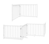 vidaXL Dog Gate/Fence - Foldable 10 Panels - White Poplar Wood - Easy Use & Storage - For Small/Medium Pets - 800 cm Length