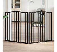 vidaXL Dog Gate Foldable 2 Panels Black 160 cm Poplar Wood
