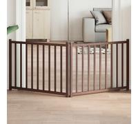 vidaXL Dog Gate 3-Piece Dog Gate Foldable Easy Care Protective Gate for Living Room Kitchen Stairs Pet Gate Door Safety Gate Brown Oak Solid Wood Fir