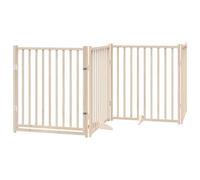 vidaXL Dog Gate Foldable 2 Panels, Dog Fence for Stairs Kitchen Home, Pet Gate for Dogs Pets, Freestanding Dog Barrier, Solid Wood Fir