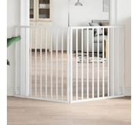 vidaXL - Dog Gate Foldable 2 Panels Pet Barrier - White Poplar Wood - 80x90cm Panel Dimensions - Freestanding, No Installation Needed