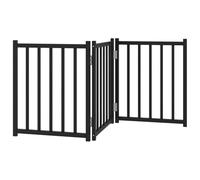 vidaXL Dog Gate-foldable 3 Panel Black Pet Barrier | Solid Fir Wood - Stairs/Doorways