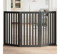 vidaXL Dog Gate Foldable 3 Panels Black 150 cm Poplar Wood