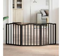 vidaXL Dog Gate Foldable 3 Panels Black 150 cm Poplar Wood