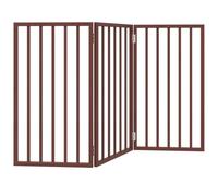 vidaXL Dog Gate Foldable 3-Panel Brown Poplar Wood 150 cm
