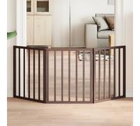 vidaXL Dog Gate Foldable 3 Panels Brown 150 cm Poplar Wood