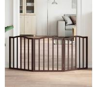 vidaXL Dog Gate - Foldable 3 Panels Pet Fence, Brown Oak Poplar Wood, Stable Feet, 50 x 60 x 2 cm Panels, Easy to Use - Suitable for Small/Medium Dogs