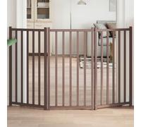 vidaXL Dog Gate Foldable 3 Panels Brown Oak 150 cm Solid Wood Fir