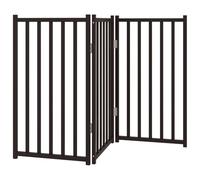 vidaXL Dog Gate - Foldable 3 Panels Solid Wood Pet Fence - Adjustable Freestanding Safety Barrier - Black - 150 cm Length