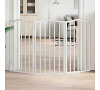 vidaXL Dog Gate Foldable 3 Panels White 150 cm Poplar Wood