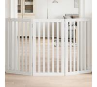 vidaXL Dog Gate Foldable 3 Panels White 150 cm Poplar Wood