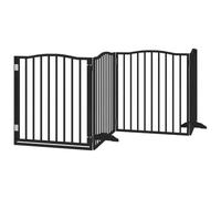 vidaXL Dog Gate Folding Door, Black, 6 Panels, 480 cm, Poplar