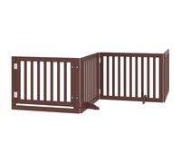 vidaXL Dog Gate Folding Door Brown 12 Panels 960 cm Poplar Dog Gate with Door, Stair Gate Puppy Gate