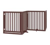 vidaXL Dog Gate Folding Door Brown 6 Panels 480cm Poplar Dog Gate with Door, Stair Gate Puppy Gate