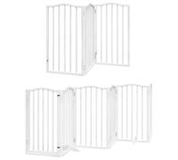 vidaXL Dog Gate Folding Door, White 12 Panels 600 cm, Poplar Dog Gate with Door, Stair Gate