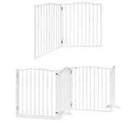vidaXL Dog Gate Folding Door, White, 12 Panels, 640 cm, Poplar