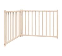 vidaxl dog gate - freestanding/foldable pet barrier - wooden panel door fence, 160 cm long - solid fir brown finish - small/medium dog