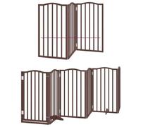 vidaXL Dog Gate with Door, 12 Pieces, Dog Barrier, Stair Safety Gate with Feet, Freestanding Pet Gate, Dog Gate, Safety Gate, Foldable, Brown, 600 cm, Poplar Wood