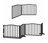 vidaXL Dog Gate with Door Foldable 10 Panels Black 800 cm Poplar Wood