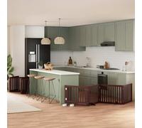 vidaXL Dog Gate Folding Door Brown 10 Panels 800 cm Poplar Dog Gate with Door, Stair Gate Puppy Gate