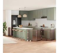 vidaXL Dog Gate with Door Foldable 12 Panels Brown 960 cm Poplar Wood