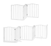 vidaXL Dog Gate with Door Foldable 12 Panels White 600 cm Poplar Wood