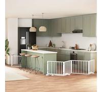 (white, 80 x 60 x 2 cm/ 12 pcs) vidaXL Dog Gate with Door Foldable Dog Fence Dog Door Pet Gate Poplar Wood