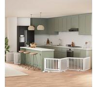 (white, 80 x 60 x 2 cm/ 12 pcs) vidaXL Dog Gate with Door Foldable 9 Panels Dog Fence Pet Gate Poplar Wood