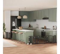 vidaXL Dog Gate with Door Foldable 15 Panels Black 750 cm Poplar Wood