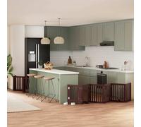 vidaXL Dog Gate with Door Foldable 15 Panels Brown 750 cm Poplar Wood