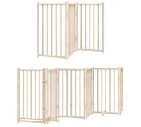 vidaXL Dog Gate with Door Foldable 15 Panels, Dog Fence for Stairs Kitchen Home, Pet Gate for Dogs Pets, Freestanding Dog Barrier, Poplar Wood