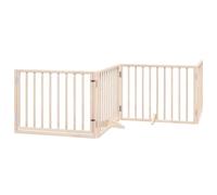 vidaXL Dog Gate with Door Foldable 4 Panels 320 cm Poplar Wood