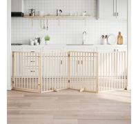 vidaXL Dog Gate with Door Foldable 4 Panels 320 cm Poplar Wood