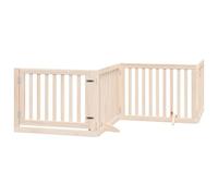 vidaXL Dog Gate with Door Foldable 4 Panels 320 cm Poplar Wood